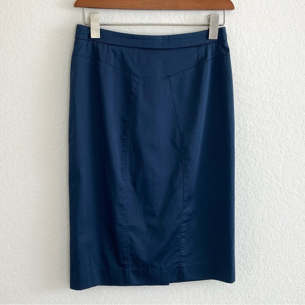 ETRO Silk Blend Pencil Shift Skirt Navy Size 38